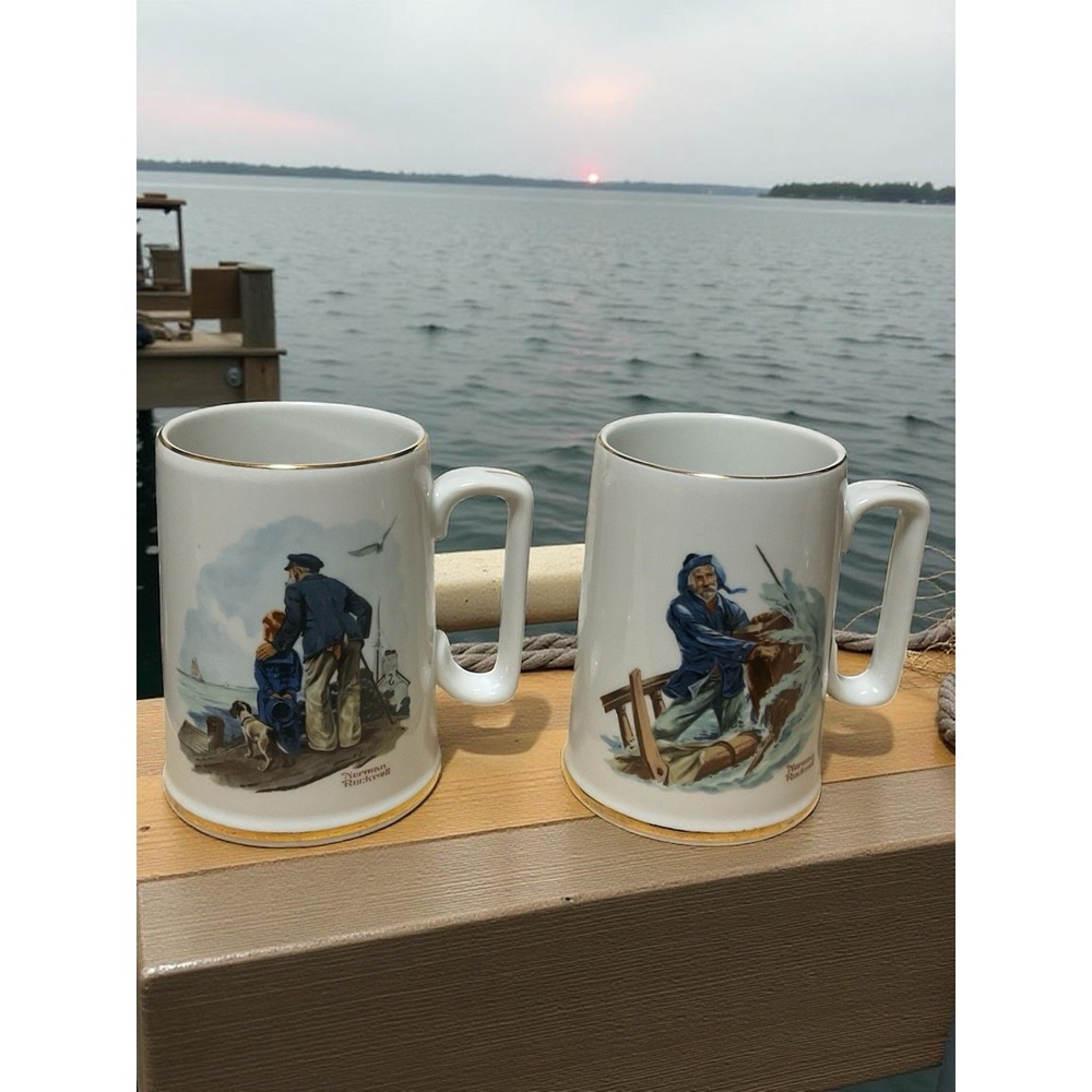 Norman Rockwell Museum‎ Mugs Set Of 2 Nautical Themed 1985
